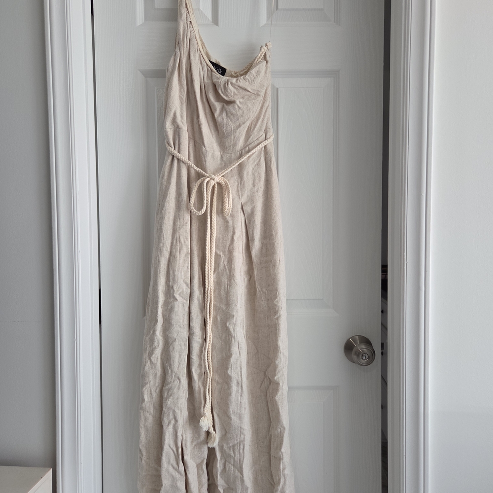 fab'rik Cream Maxi Dress with Rope Belt
